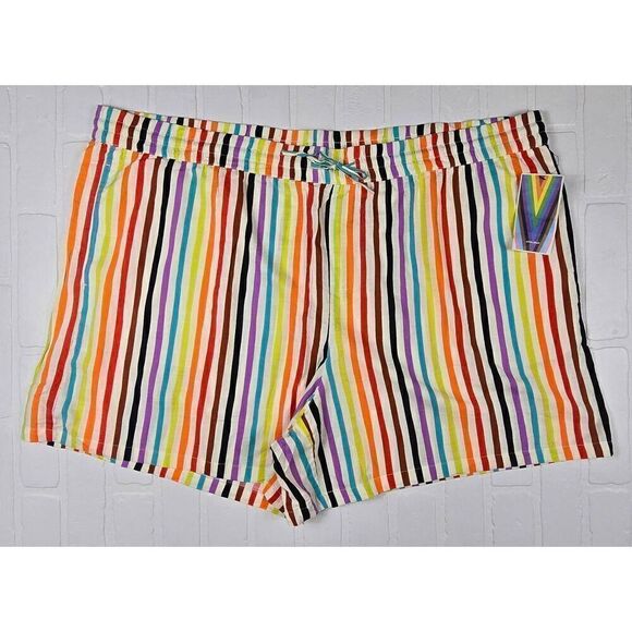Pride Striped Men's Pull on Shorts 3X - Picture 1 of 2